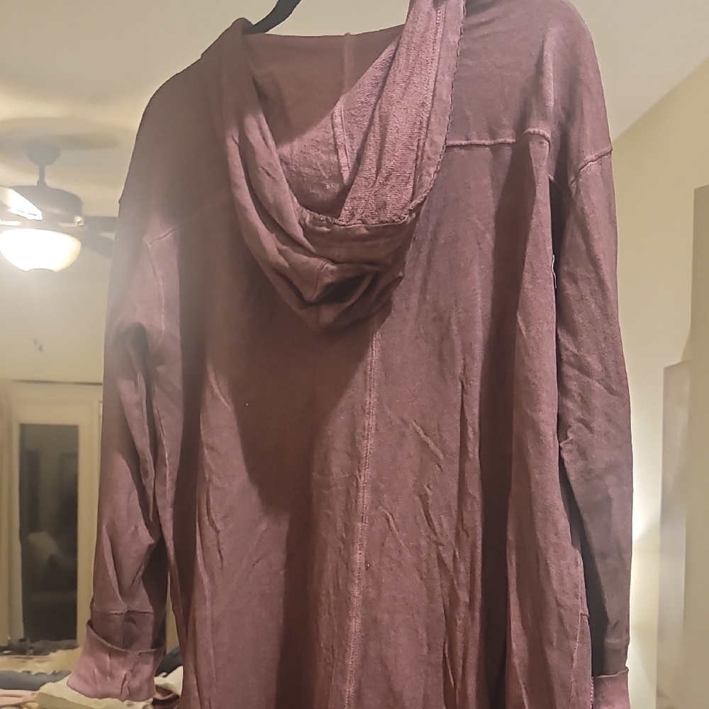 NWOT POL Warm Maroon Midi Full Zip Hoodie - Picture 4 of 9